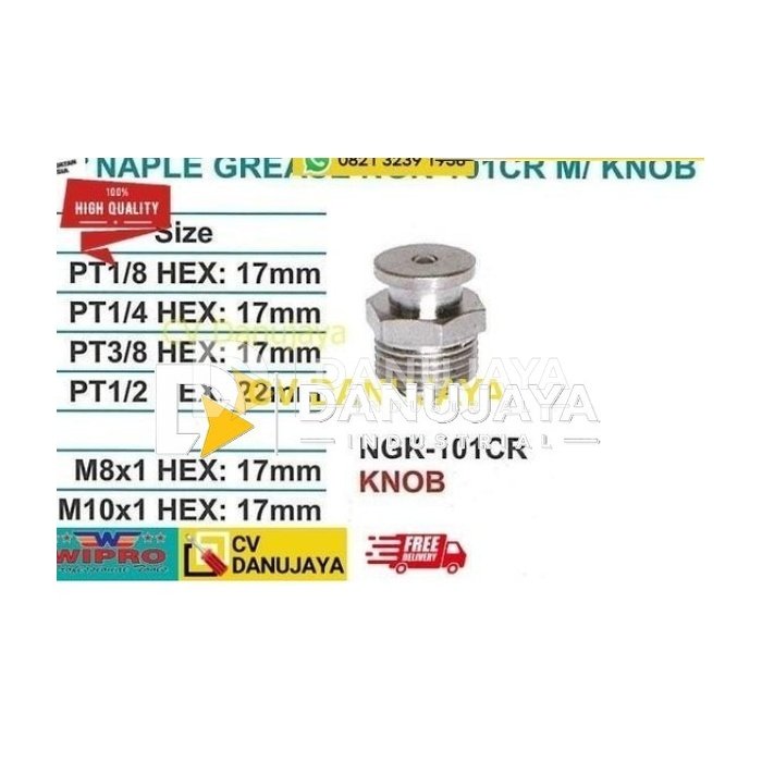 Naple Nepel Nipple Grease NGK-101CR Model Knob PT1-8 HEX 17mm - Wipro