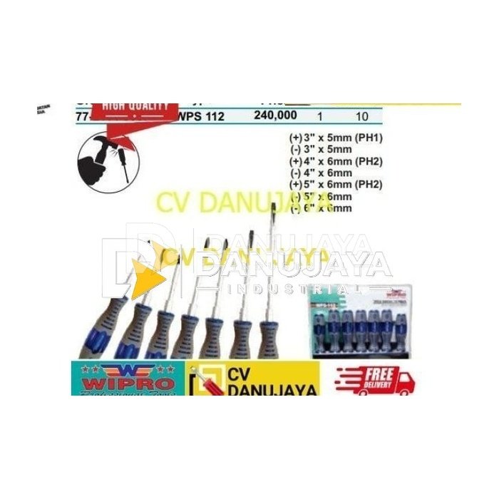 OBENG TEMBUS HANDLE TPR SET - 7PCS (WPS 112) WIPRO