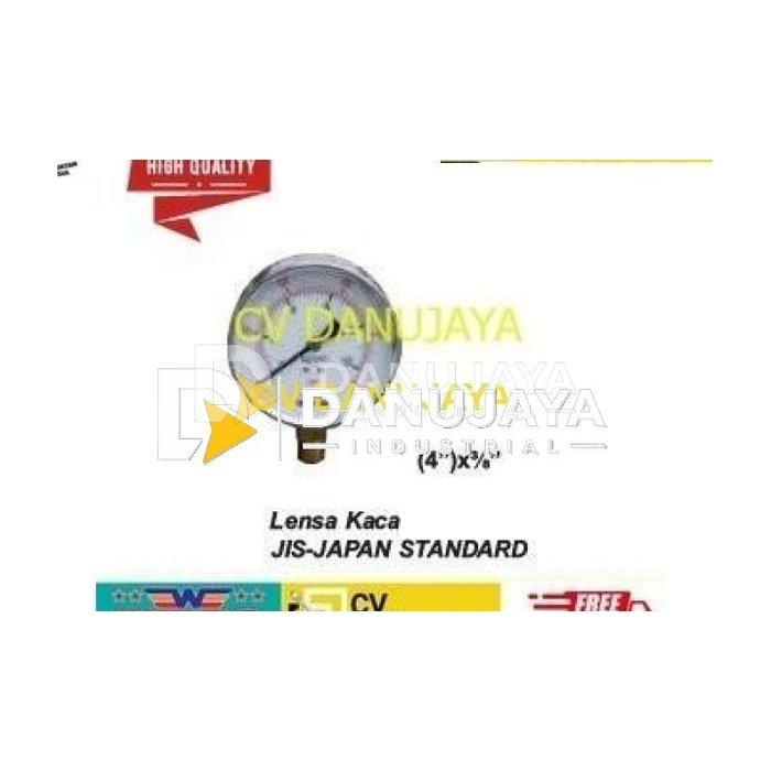 Pressure Gauge Oil Manometer Angin Size 4" x 3/6" x 200 Kg - WIPRO