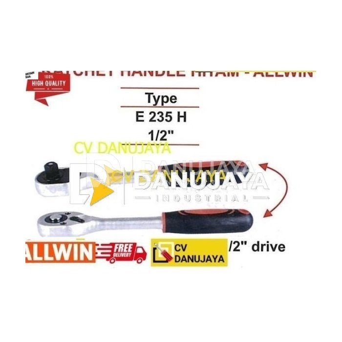 Ratchet Handle Hitam size 1/2" ALLWIN E235H