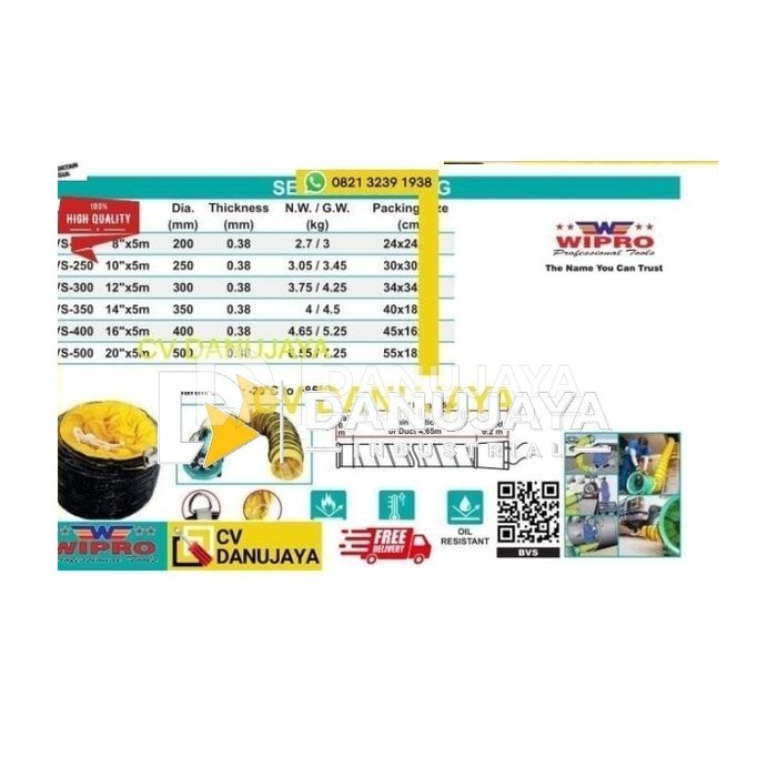 Selang Ducting Accesoris Blower Ventilator 8in x 5m BVS-200 WIPRO