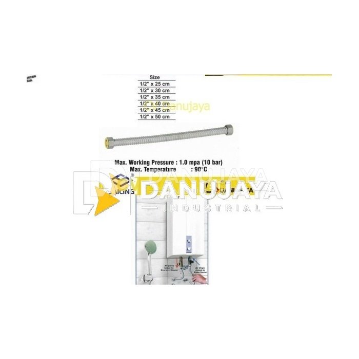 Selang Pipa Air Stainless Flexible 1/2 Inch x 30 cm Sailing SH8001