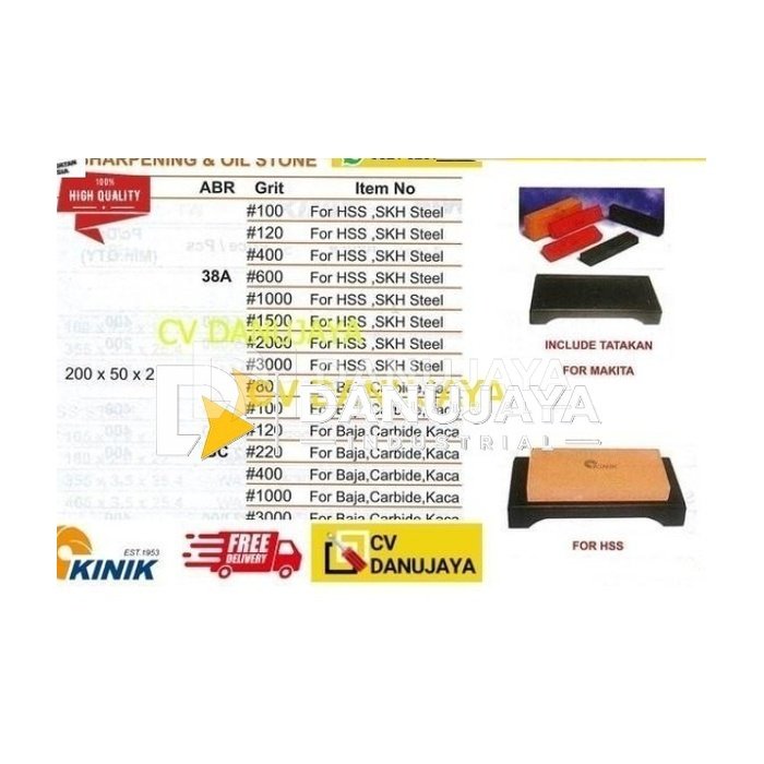 Sharpening and Oil Stone 200x50x25 38A Grit 1500 Kinik