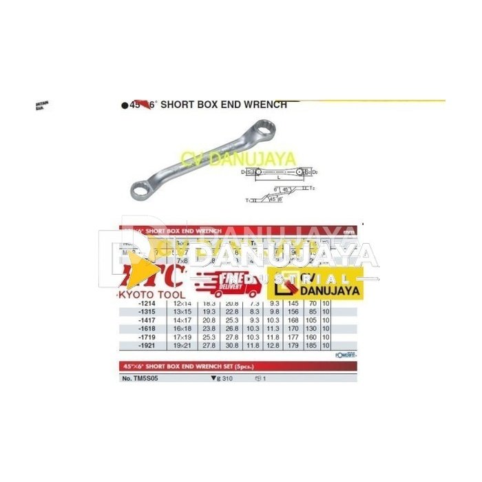 Short Box End Wrench Kunci 45x6 Degree Size 5.5 x 7mm KTC M5S-05507