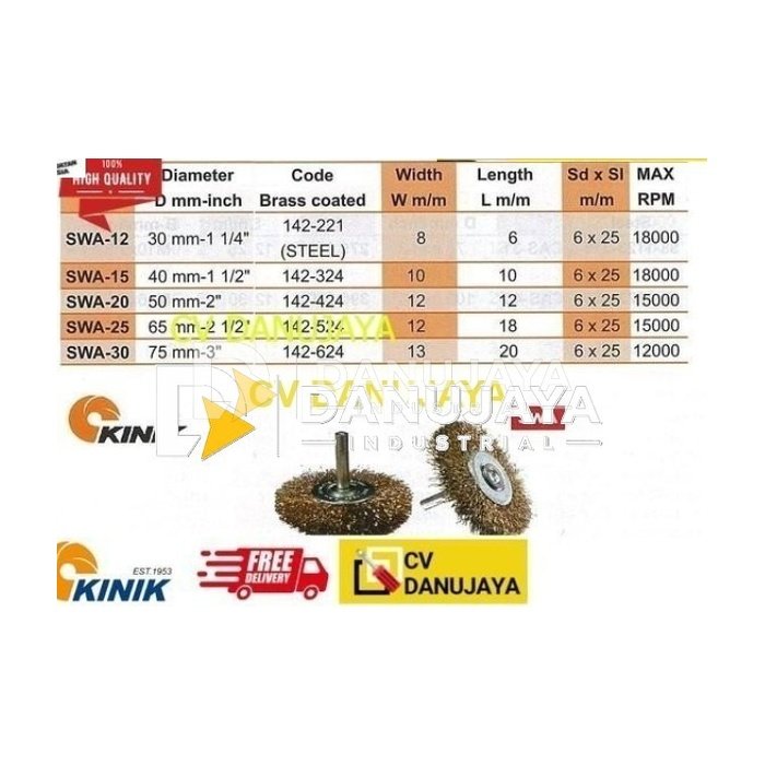 Sikat Tangkai Heavy Duty Electric/Air Tool 1 14inch30mmKinik SWA12