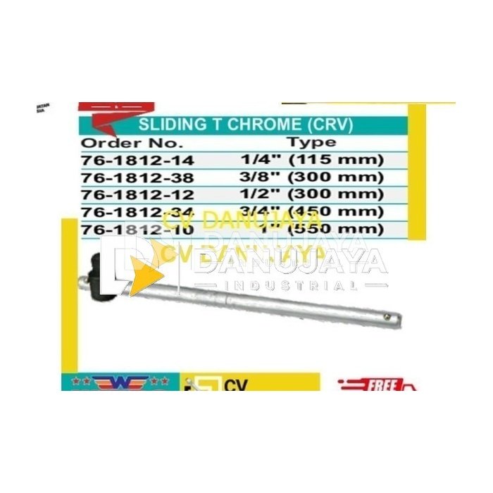Sliding T Chrome CRV 3/4" (450 mm) Wipro
