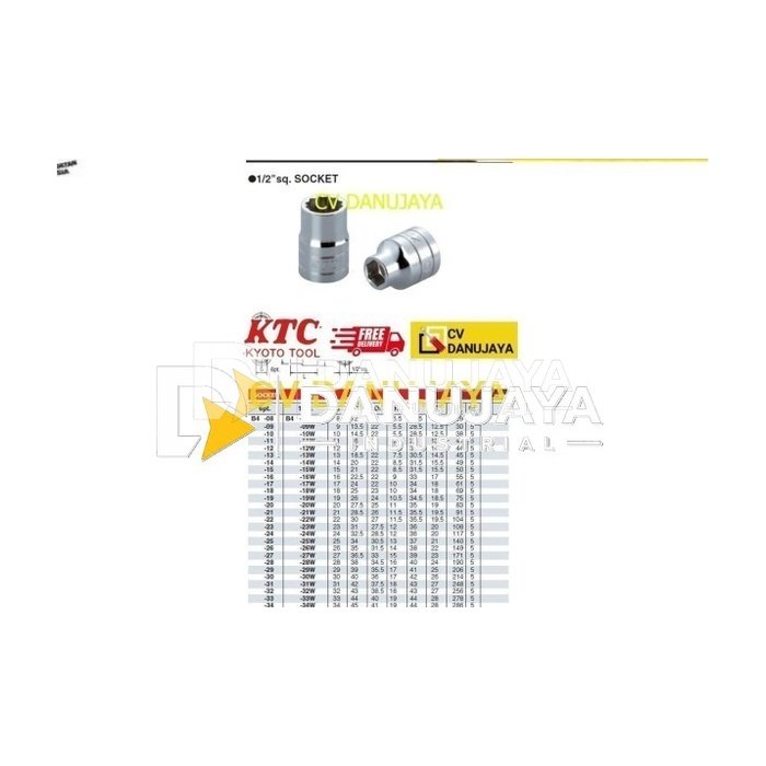 Socket Sock Shock Chrome Standard Sq.Dr 1/2" 6Pt Size 9mm KTC B4-09