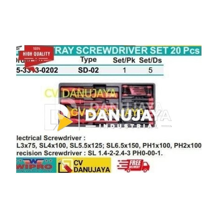TOOLS TRAY SCREWDRIVER Obeng 1 Set SET 20 Pcs SD-02 - WIPRO