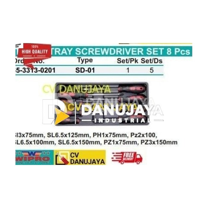 TOOLS TRAY SCREWDRIVER Obeng 1 Set SET 8 Pcs SD-01 - WIPRO