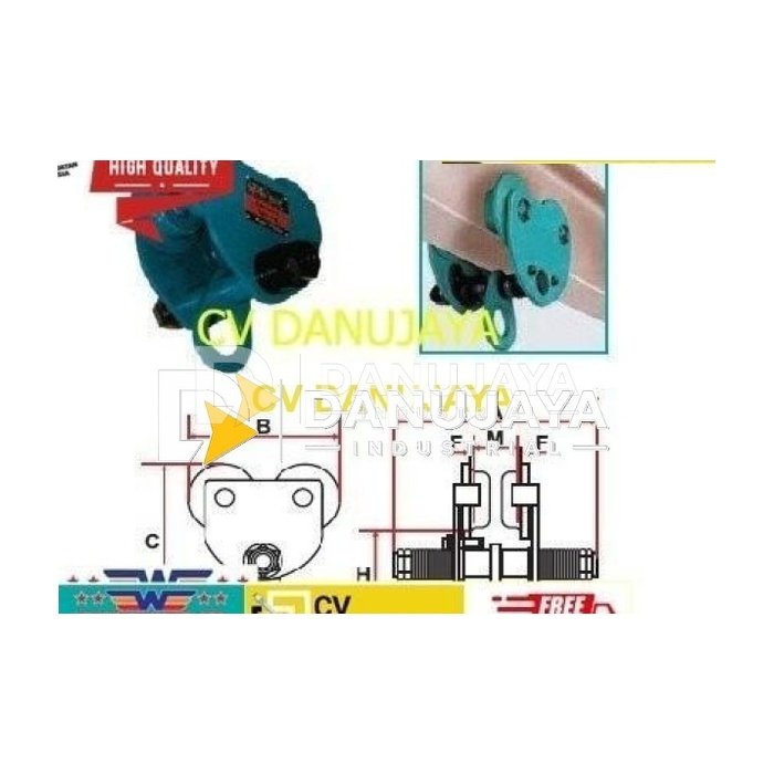 Troli hoist takel JAPAN Plain trolley 3 Ton WIPRO