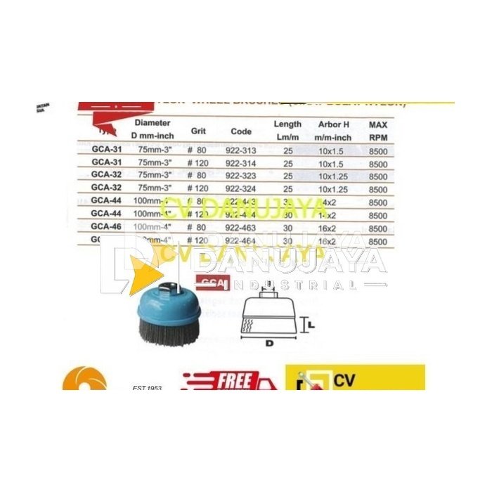 Wheel Brushes Sikat Bulat Nylon 4 inch 100mm Grit 80 Kinik GCA 44
