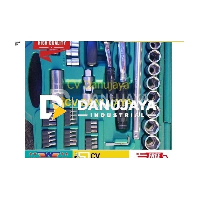 wipro 16821 Sock Shock Shocket Soket set 21 pcs 3/8 & 1/4inc 4 - 19mm - kunci Sock Shock Shocket Soket set