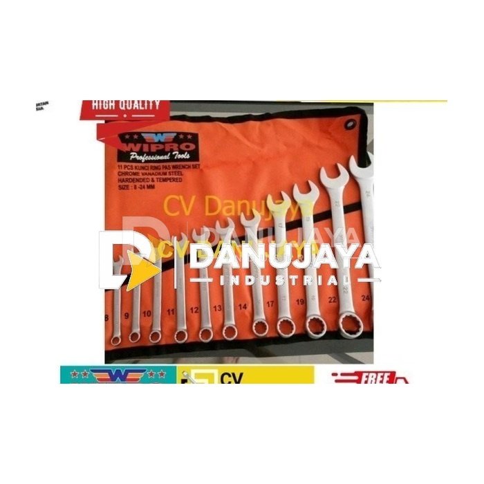Wipro Kunci Ring Pas Set 8-24mm 11pcs / Kunci Pas Ring Set 8-24 mm