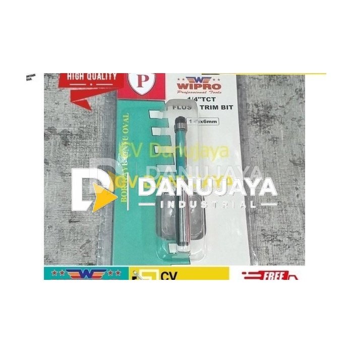 WIPRO Mata Profil TCT 1/4" X 10mm Flush Trim Bit Straight With Bearing