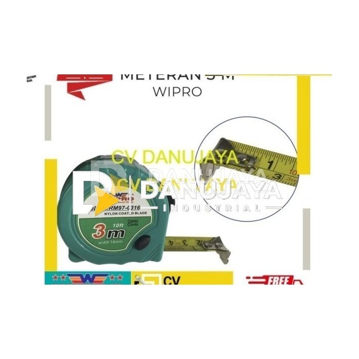 WIPRO RM-97 Meteran 3 Meter Rol Meter Plat Meteran Tukang 16mm