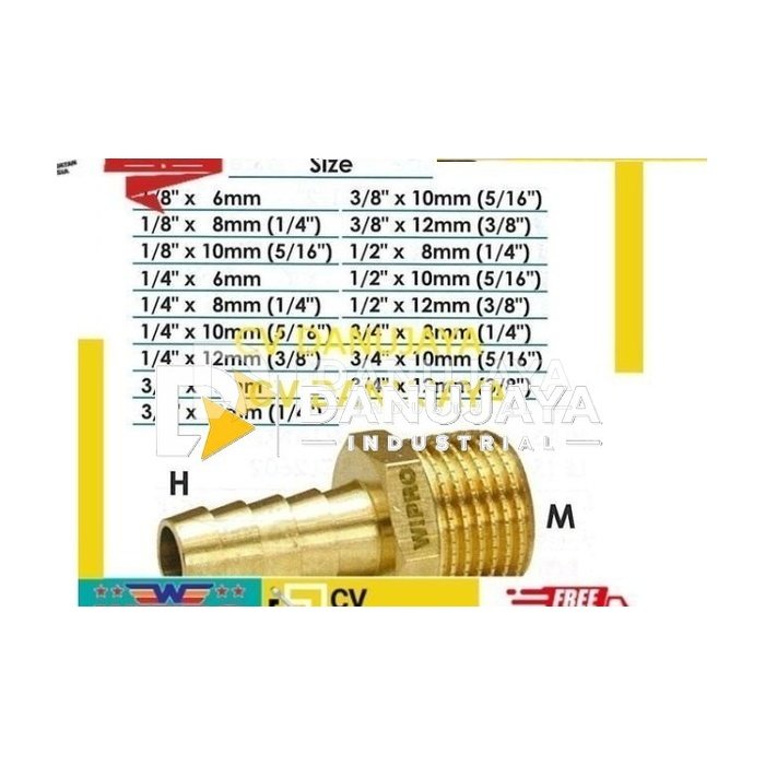 Wipro WN5121 Nepel Selang Drat Luar 1/2" 0.5 inch x 10mm