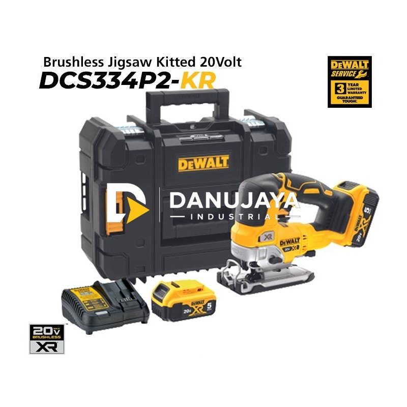 Dewalt Brushless Jigsaw / Pemotong Kayu Baterai 20V 5.0Ah DCS334P2