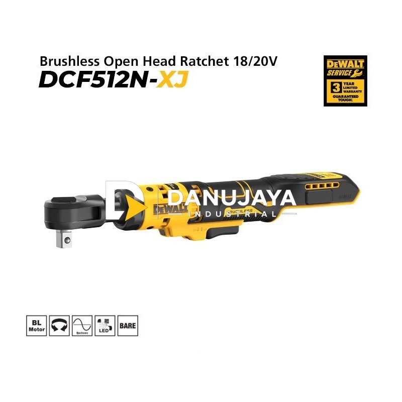 Dewalt Brushless Open Head Ratchet 18/20V (max) SQ 1/2 Inch DCF512N-XJ