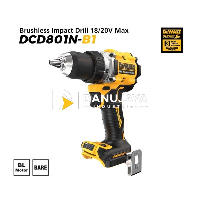 Dewalt Brushless Impact Drill / Bor Impact Baterai 18/20V Max DCD801N-B1