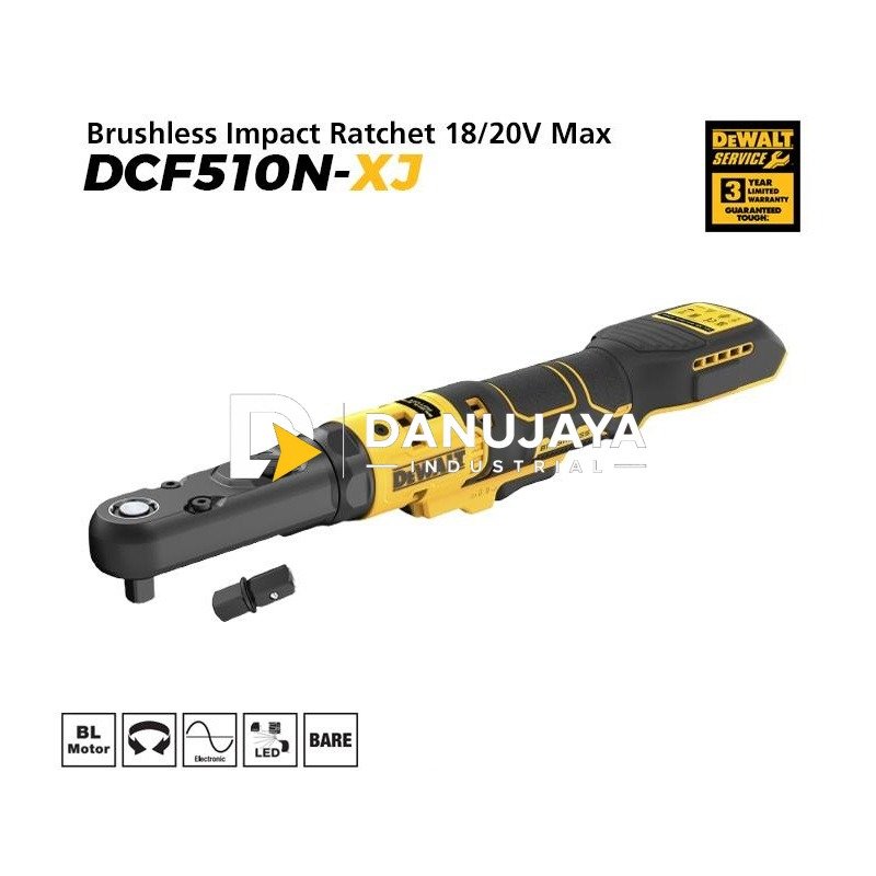 Dewalt Brushless Impact Ratchet 18/20V Max SQ 3/8" & 1/2" DCF510N-XJ