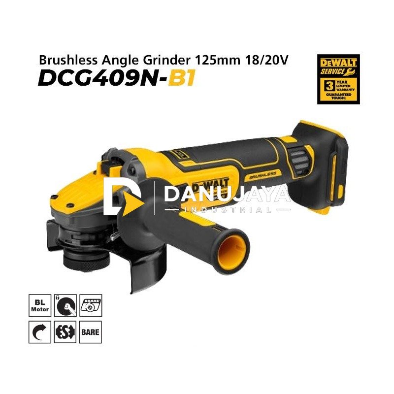 Dewalt Brushless Angle Grinder / Gerinda Tangan Baterai 18/20V 100/125mm (max) DCG409N-B1