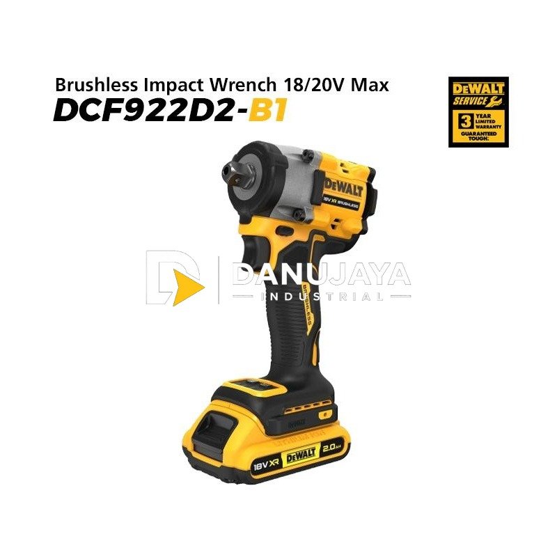 Dewalt Brushless Impact Wrench / Kunci Impact Baterai 18/20V Max DCF922D2-B1