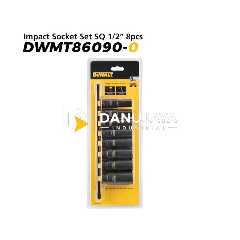 Dewalt Impact Socket Set / Kunci Sok Socket Impact SQ 1/2" 8pcs DWMT86090-0