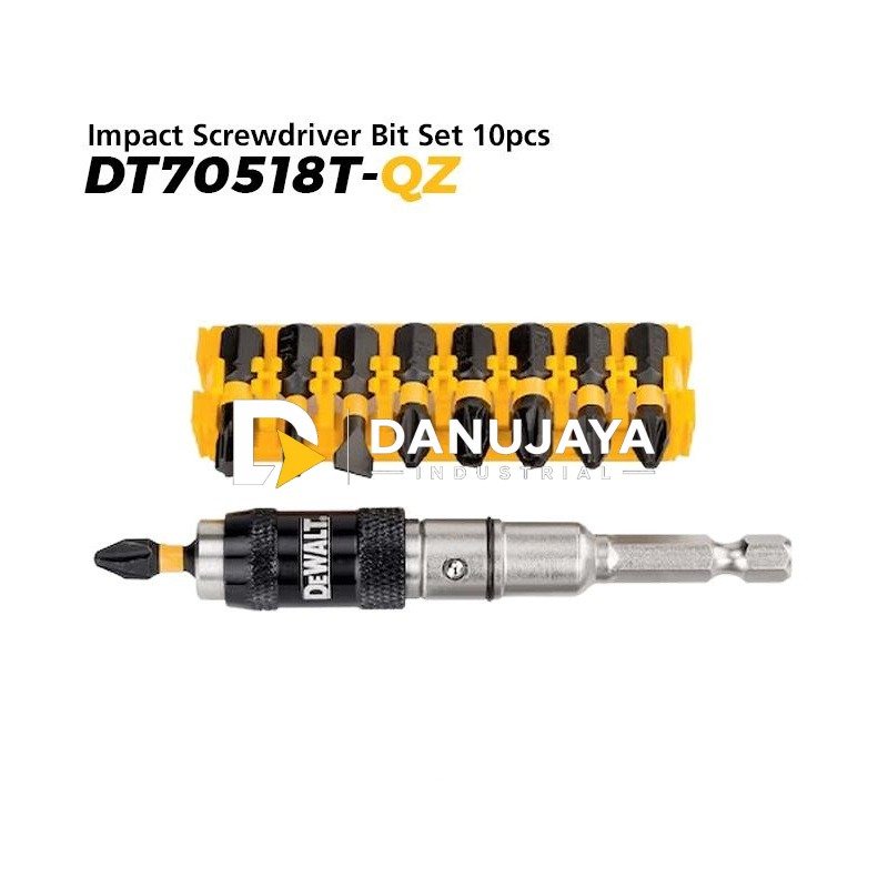 Dewalt Impact Screwdriver Bit With Tip Holder / Mata Obeng Set 10pcs DT70518T-QZ