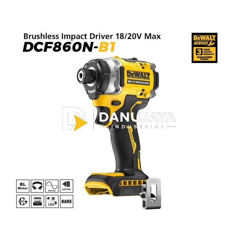 Dewalt Brushless Impact Driver / Obeng Impact 18/20V Max 282Nm DCF860N-B1 (Unit Only)