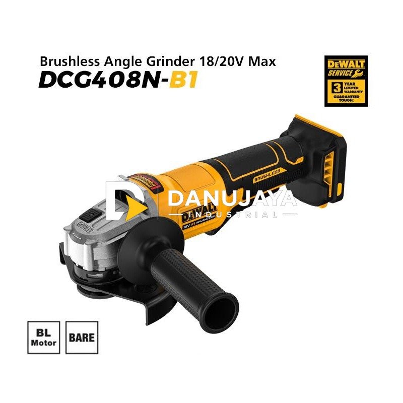 Dewalt Brushless Angle Grinder / Gerinda Tangan Baterai 18/20V Max 125mm DCG408N-B1 (Unit Only)