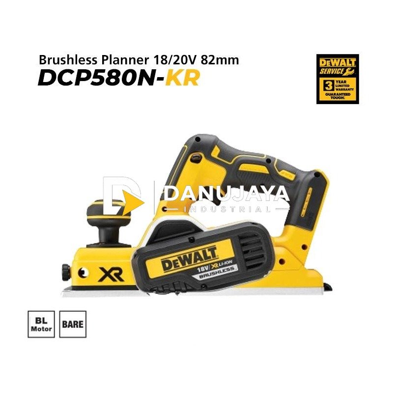 Dewalt Brushless Planner / Mesin Serut Baterai 18/20V (max) 82mm DCP580N-KR