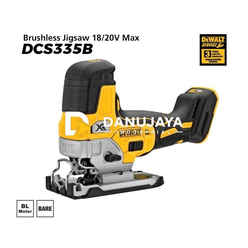 Dewalt Brushless Jigsaw / Pemotong Kayu Baterai 18/20V Max DCS335B (Unit Only)