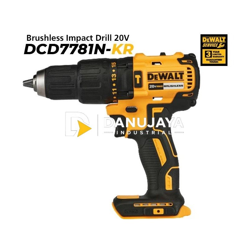Dewalt Brushless Impact Drill / Bor Impact Baterai DCD7781N UNIT ONLY