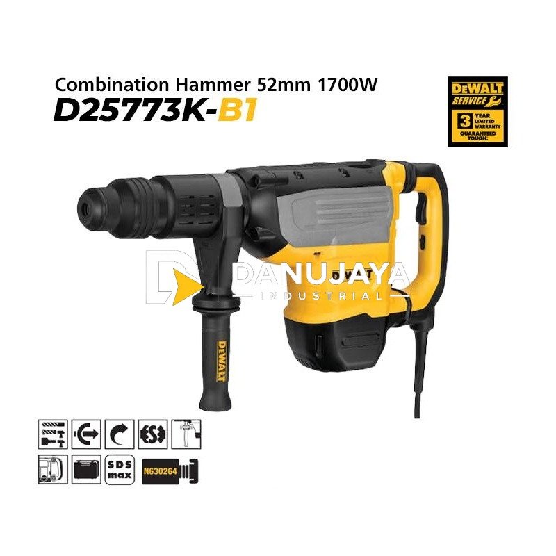 Dewalt Combination Hammer / Bor Beton 52mm 1700Watt 9Kg D25773K-B1