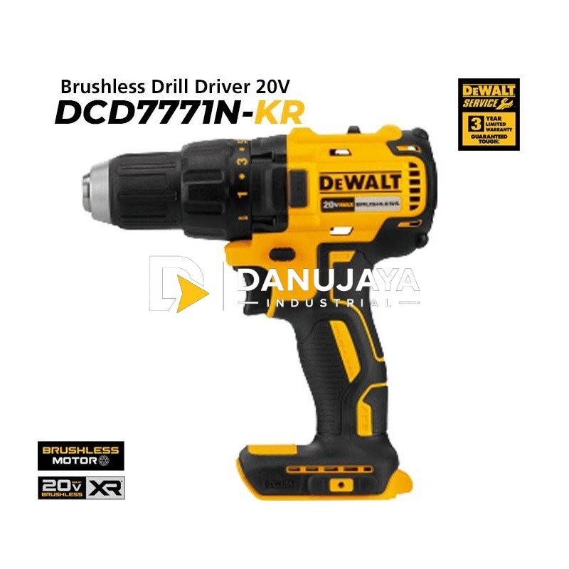 Dewalt Brushless Drill Driver / Bor Obeng Bat 20V DCD7771N (UNIT ONLY)