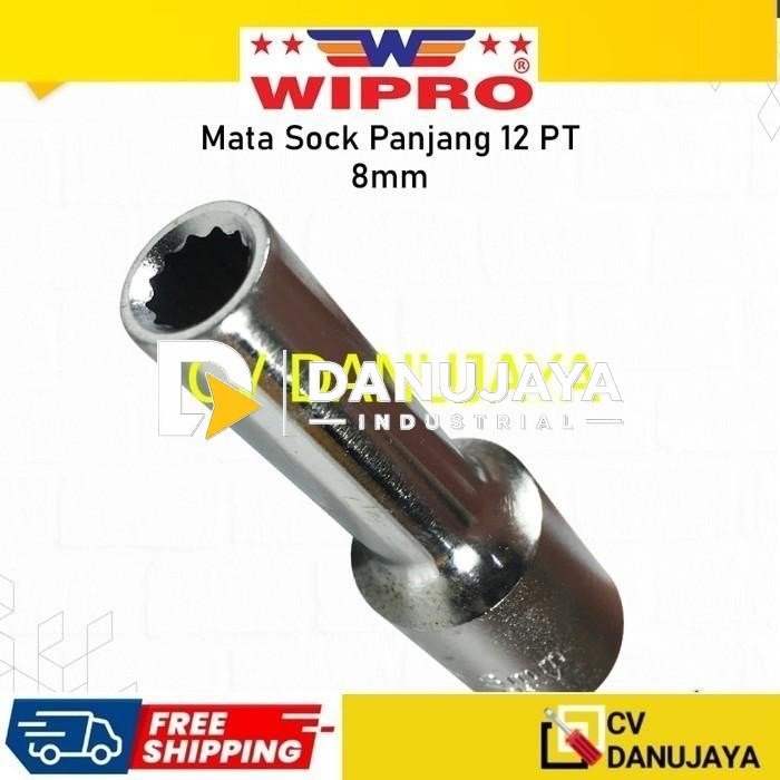 Deep Wall Wipro DR. 12 PT 8 mm Mata Kunci Sock Shock Soket Socket Sok Panjang CRV chrome vanadium steel