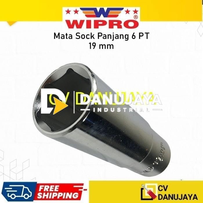 Deep Wall Wipro DR. 1/2" Inch 19 mm Mata Kunci Sock Shock Soket Socket Sok Panjang Wipro CRV chrome vanadium steel