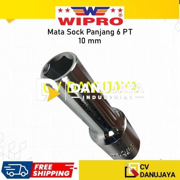 Deep Wall Wipro DR. 1/2" Inch 10 mm Mata Kunci Sock Shock Soket Socket Sok Panjang Wipro - 6PT CRV chrome vanadium steel