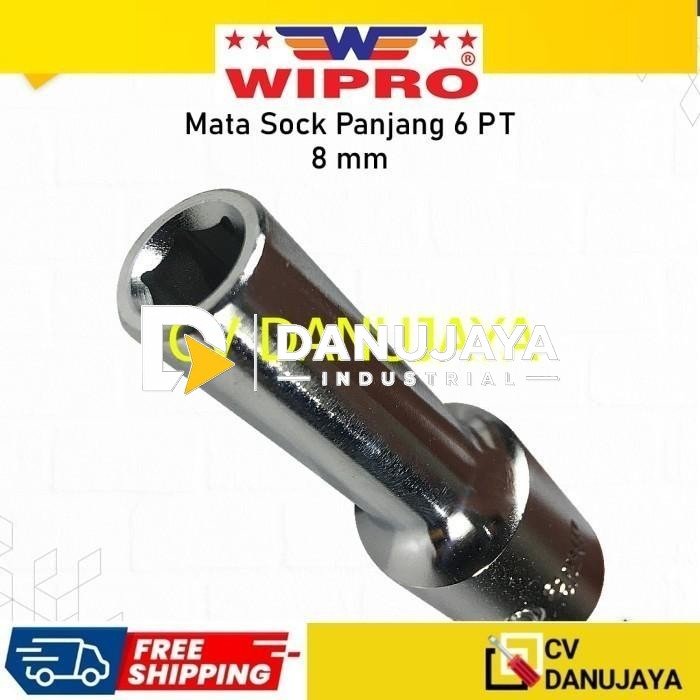Deep Wall Wipro DR. 1/2" Inch 8 mm Mata Kunci Sock Shock Soket Socket Sok Wipro Panjang CRV chrome vanadium steel