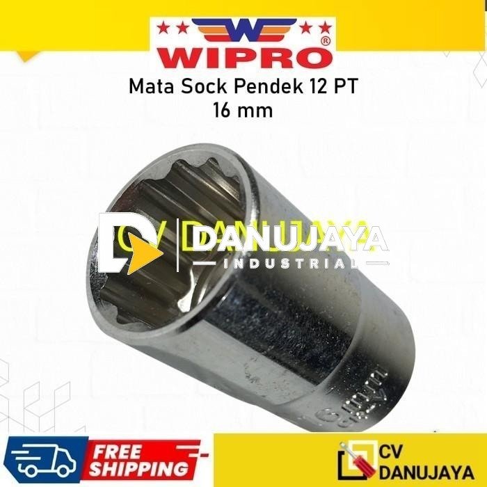 Mata Kunci Kunci Sock Shock Soket Socket Sok Wipro 1/2" Inch x 16mm 12PT CRV chrome vanadium steel