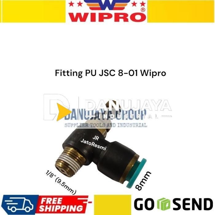 Speed Control Pneumatic Wipro JSC 8-01 8mm x 1/8” Flow Control Valve Fitting PU Cylinder Angin