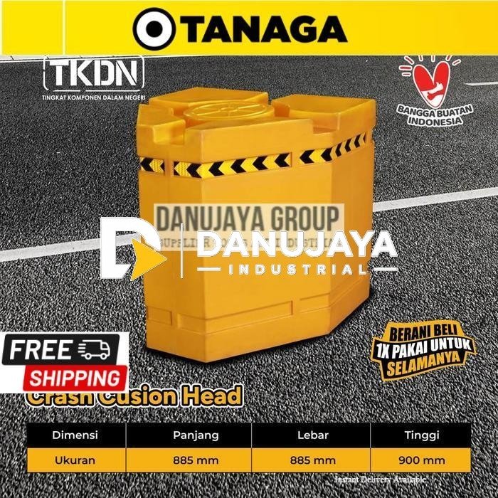 TANAGA Crash Cushion Road Traffic Barrier Barier Peredam Benturan & Alat Pengaman Pembatas  Batas Jalan Tol Heavy Duty Head Safety