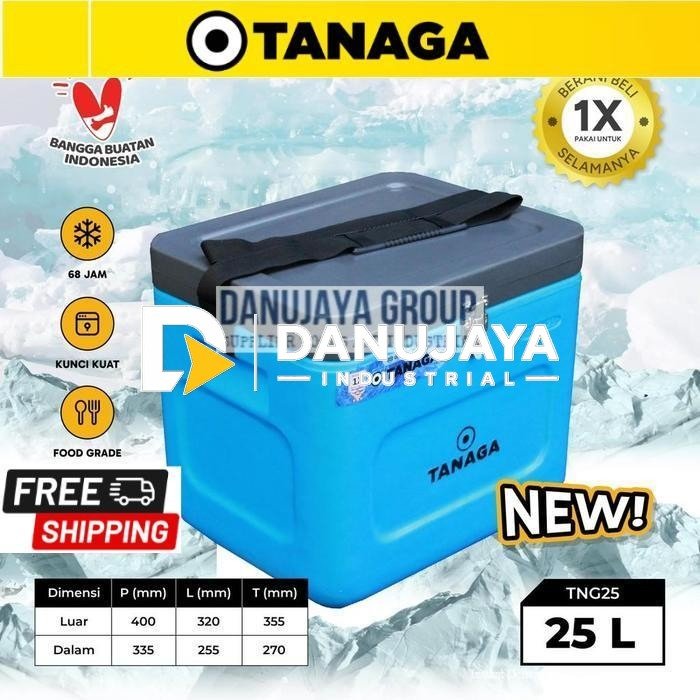 Tanaga Cooler Box 25 Liter Ice Box Termos Kotak Es Minuman Batu Ikan Daging Pendingin Tahan Lama 68 Jam Anti Bocor Food Grade dengan Insulasi PU dan Drain Plug Praktis - 25 liter