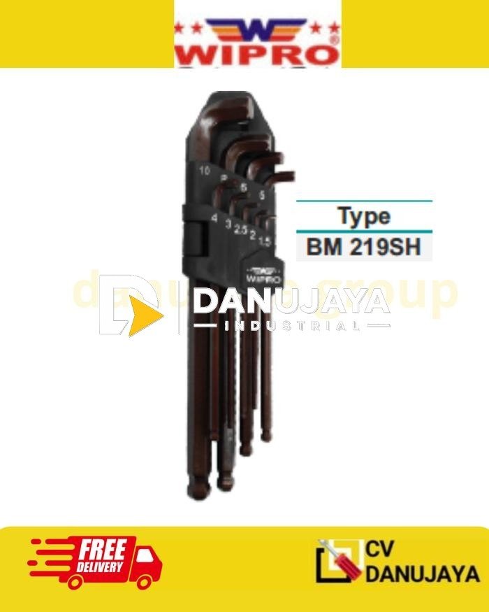 Kunci L Set 9PCS Panjang WIPRO Baja S2 1.5-10mm Allen Key Long Kepala Pendek Hex Key Set Lengkap Heavy Duty