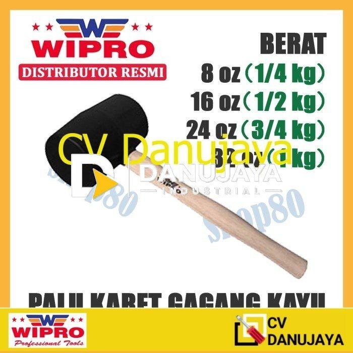 Wipro Palu Karet Gagang Handle Kayu 8 16 24 32 oz / 0.25 0.5 0.75 1 kg - 8 oz (1/4 kg)