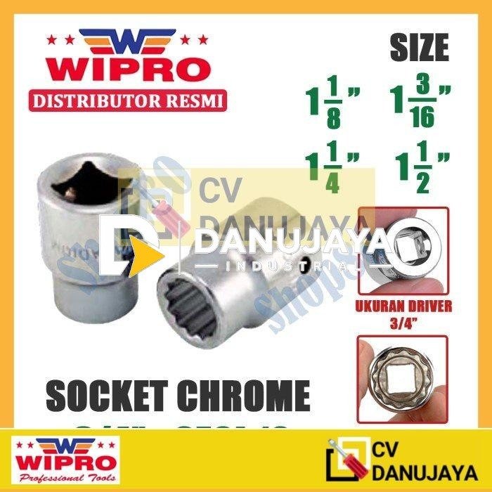 Wipro Mata Kunci Shock Sok Sock 3/4 inci 12PT 1 1/8 3/16 1/4 1/2" - 1-1/8"