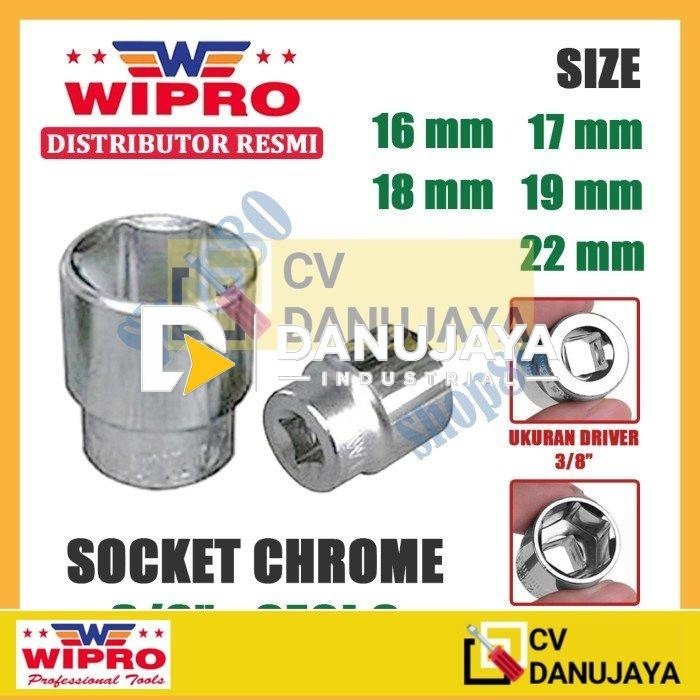 Wipro Mata Kunci Shock Sok Sock 3/8" inci 6PT 16 17 18 19 22 mm - 16 mm