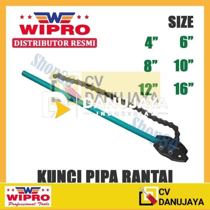 Wipro Kunci Pipa Rantai Chain Pipe Wrench 4 6 8 10 12 16" inci - 4"