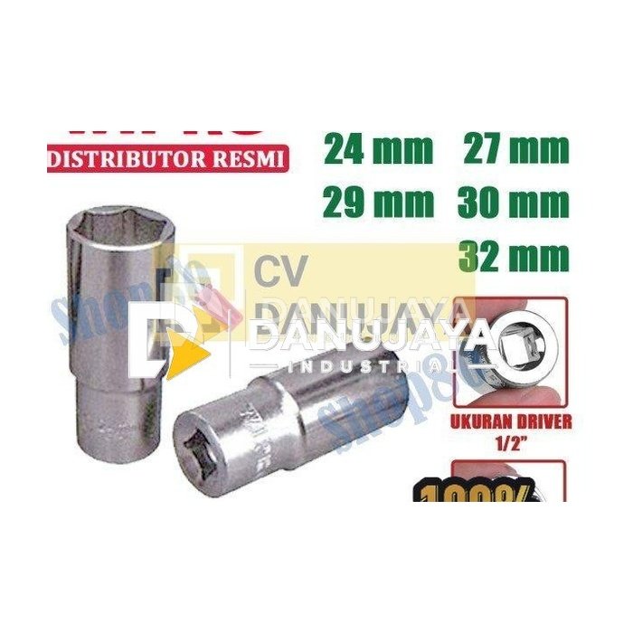Wipro Mata Kunci Shock Panjang Sok Sock 1/2" 6PT 24 27 29 30 32 mm - 24 mm