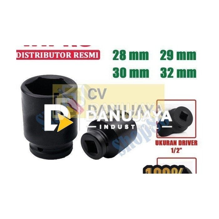 Wipro Mata Kunci Shock Impact Sok Sock 1/2" 6PT 28 29 30 32 mm - 28 mm